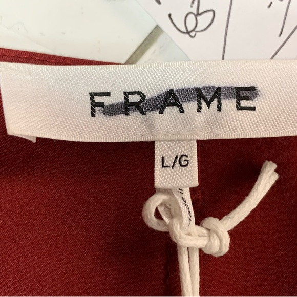 FRAME Shirred Silk Peplum Blouse in OXBLOOD NWOT - Picture 11 of 12